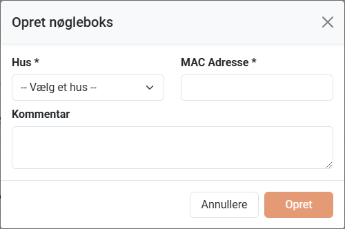 Opret nøgleboks